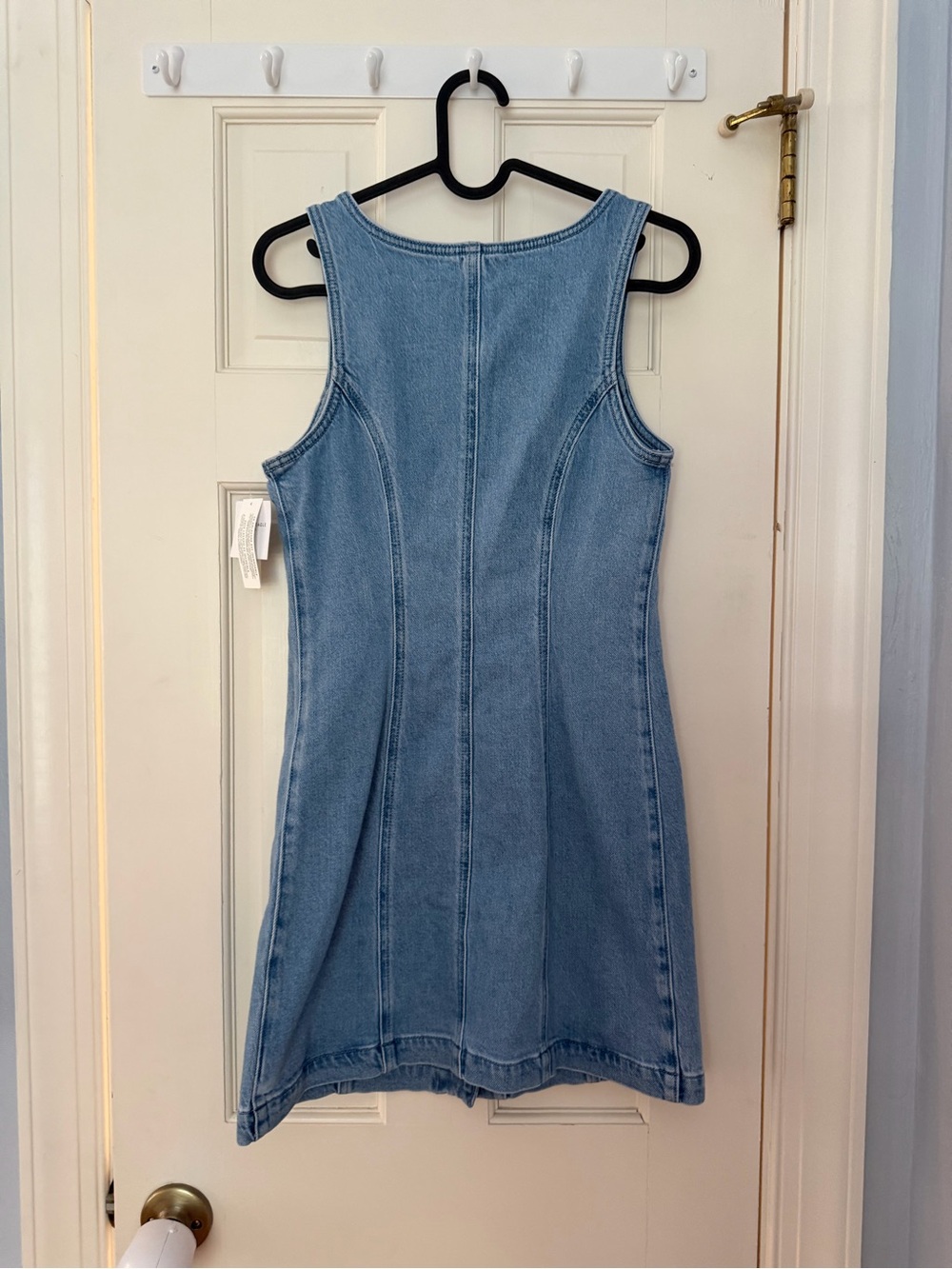 AE Button-Front Denim Pinafore Dress - Light Blue - Picture 6 of 6